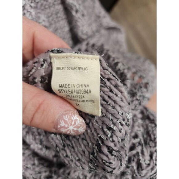 ILLA ILLA Slouchy Cropped Sweater split back thick knit Light Purple 100%Acrylic - Picture 5 of 6